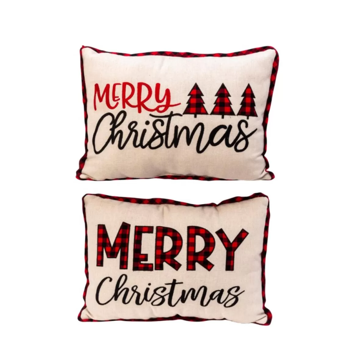 Gerson The Company 2Pk 20"L Fabric Embroidered Merry Christmas Pillow