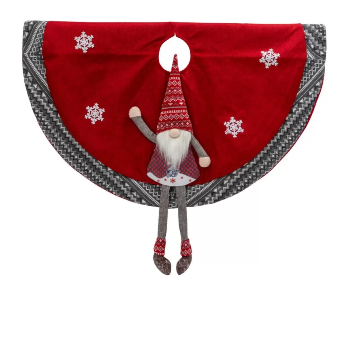 Gerson The Company 35.4" Lighted Fabric Holiday Gnome Tree Skirt