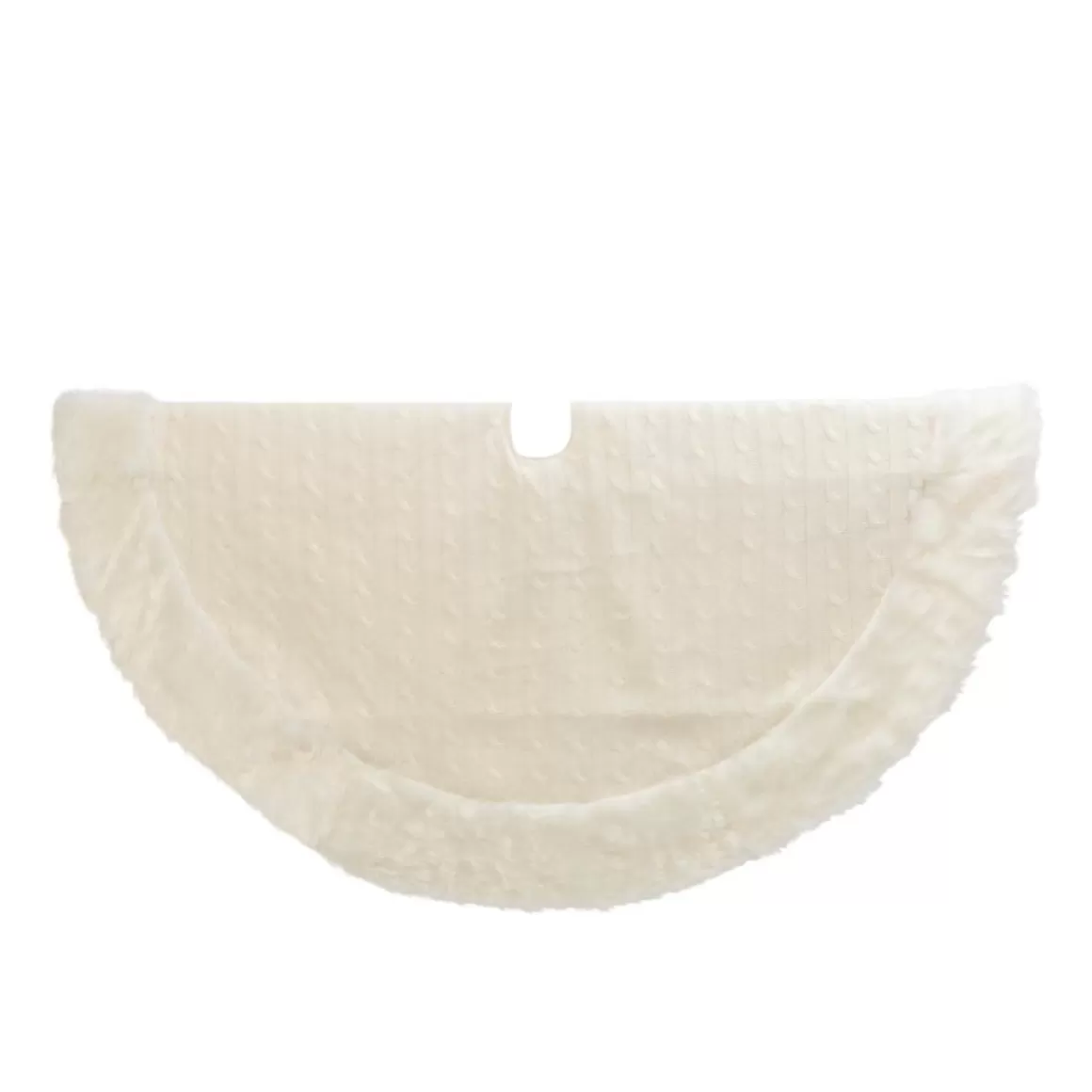 Gerson The Company 48"D White Cable Knit Fur Trim Tree Skirt