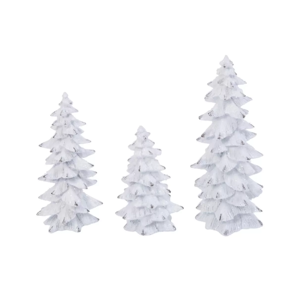 Gerson The Company Set Of 3 Resin White Glitter Winter Trees
