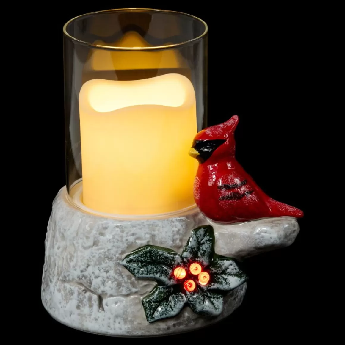 Unmatched Led Cardinal Candle Holder With Flameless Candle