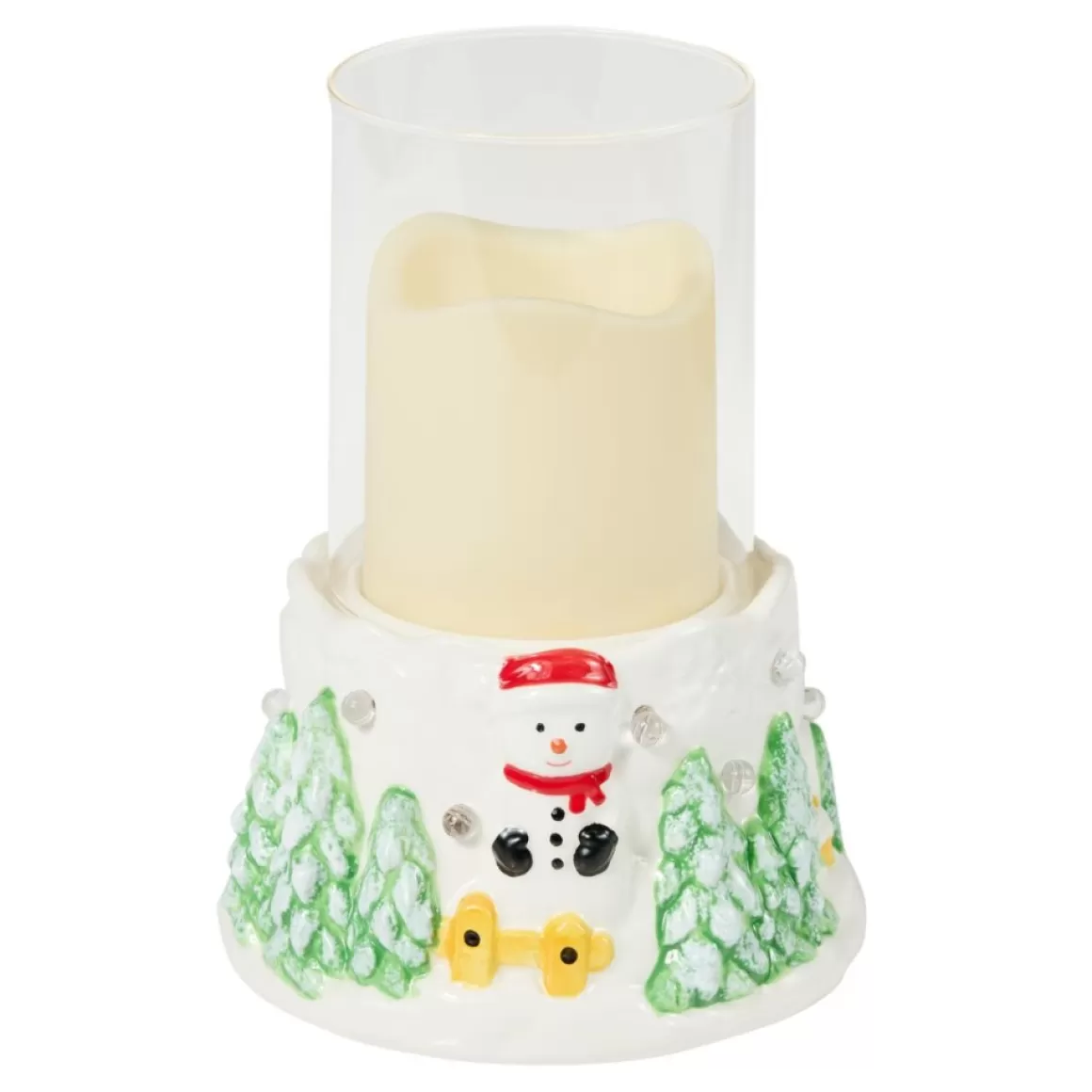 Unmatched Led Snowman Candle Holder With Flameless Candle