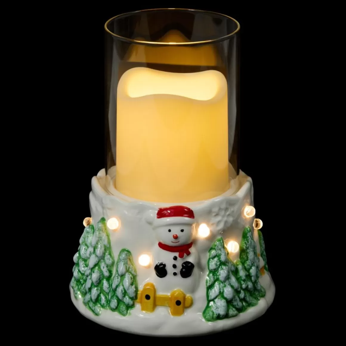 Unmatched Led Snowman Candle Holder With Flameless Candle