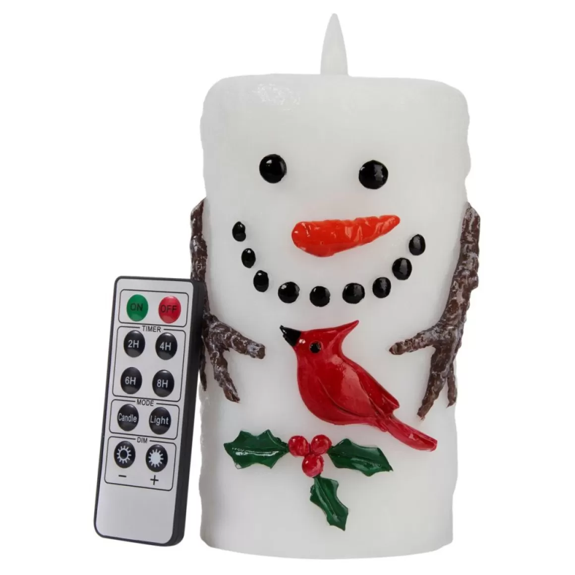 Unmatched Snowman With Cardinal Moving 3D Flame Candle