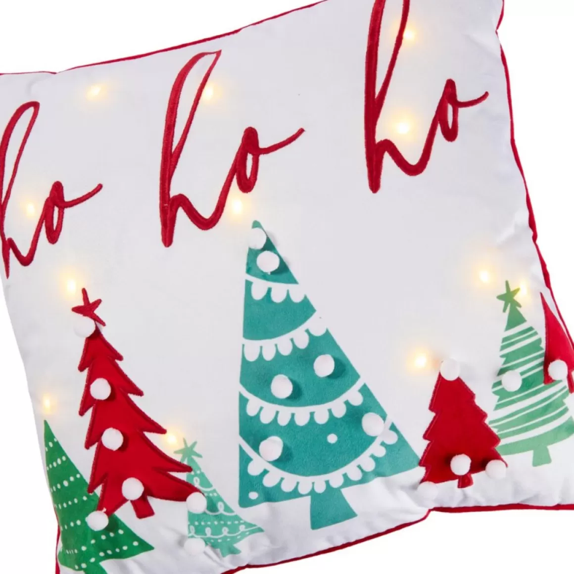 Warm & Cozy 18" X 18" Led Light Up Ho Ho Ho Pillow