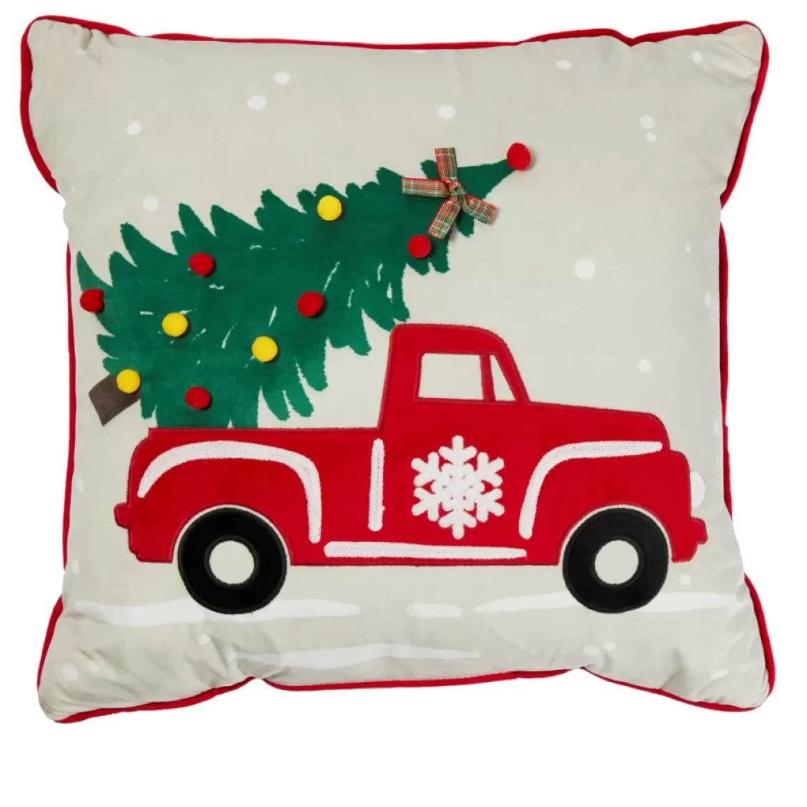 Warm & Cozy 18" X 18" Led Light Up Red Truck Pillow