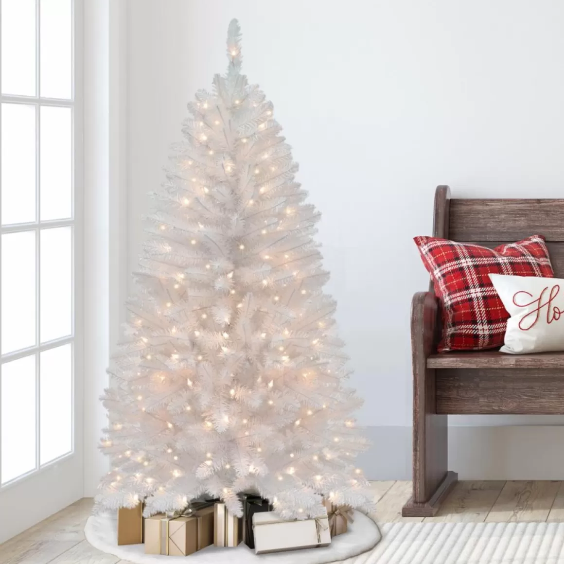 Puleo International White Franklin Fir 4-1/2' Artificial Christmas Tree With Clear Lights