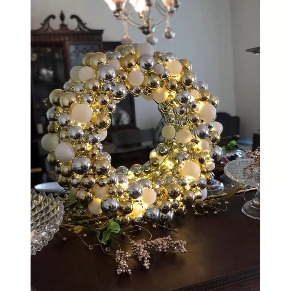 Winter Lane 24" Lighted 60-Led Ornament Wreath With 6-Hour Timer