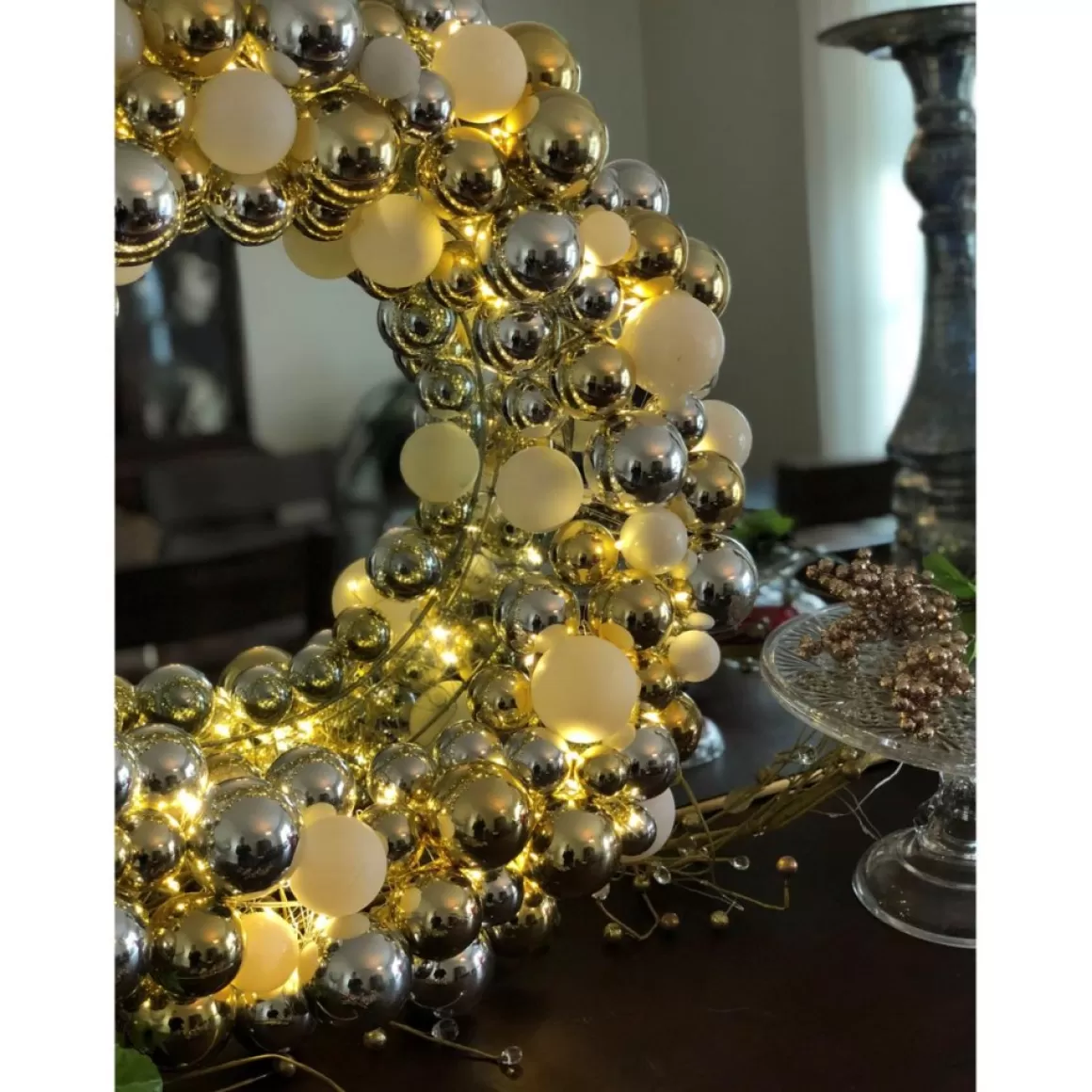 Winter Lane 24" Lighted 60-Led Ornament Wreath With 6-Hour Timer