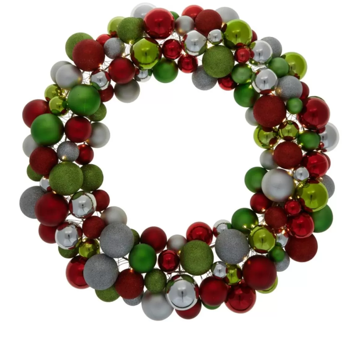 Winter Lane 24" Lighted 60-Led Ornament Wreath With 6-Hour Timer