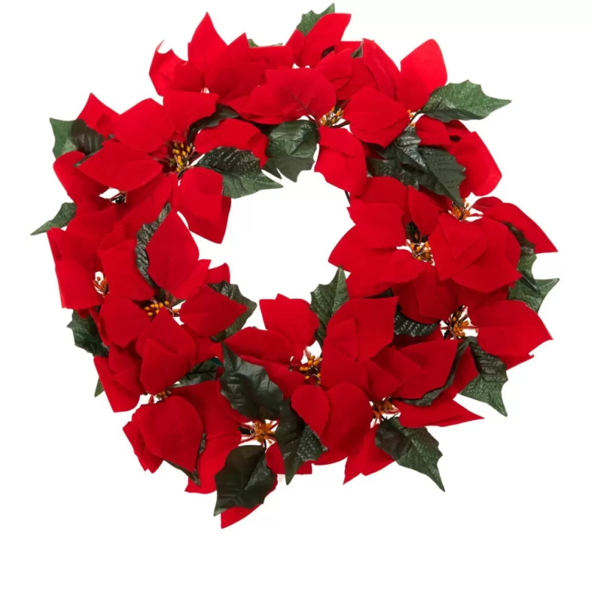 Winter Lane 24" Lighted Poinsettia Wreath With 6-Hour Timer