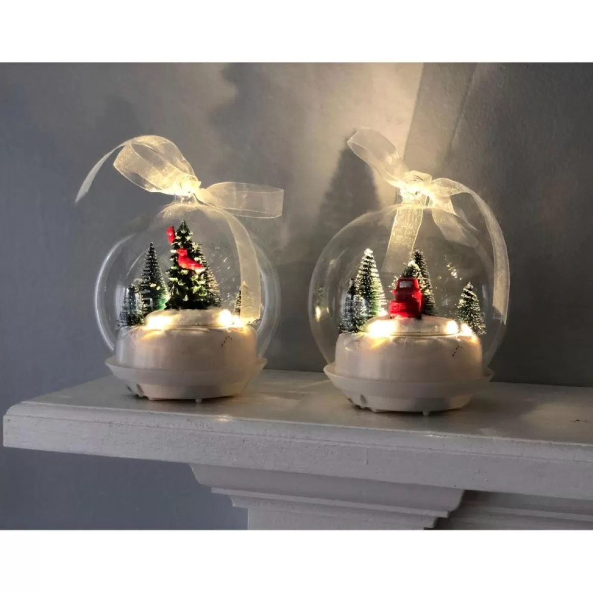 Winter Lane 2 Tabletop Musical Led Ornaments W/Rotating Scene & Timer