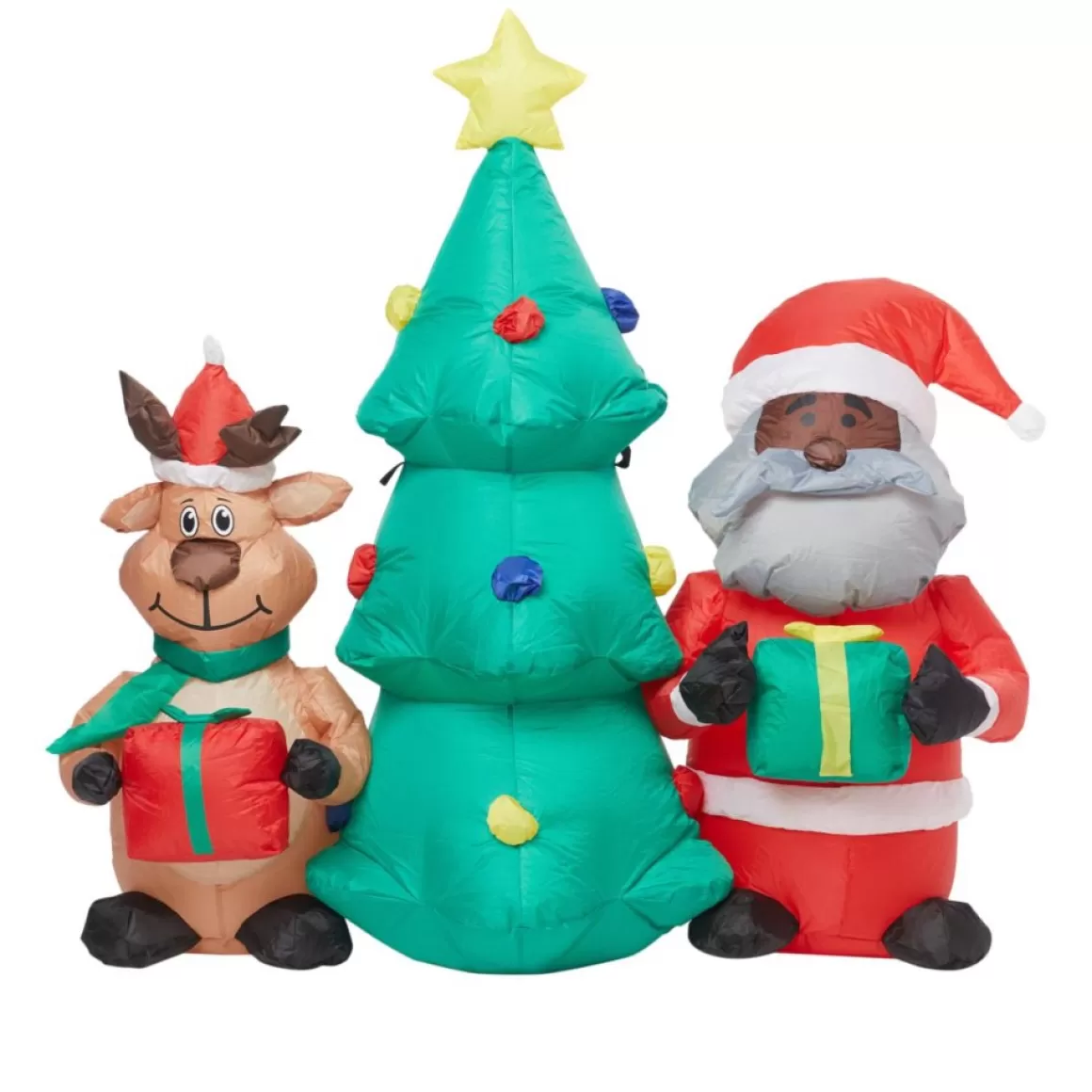 Winter Lane 4' Inflatable Santa, Reindeer & Tree With Leds