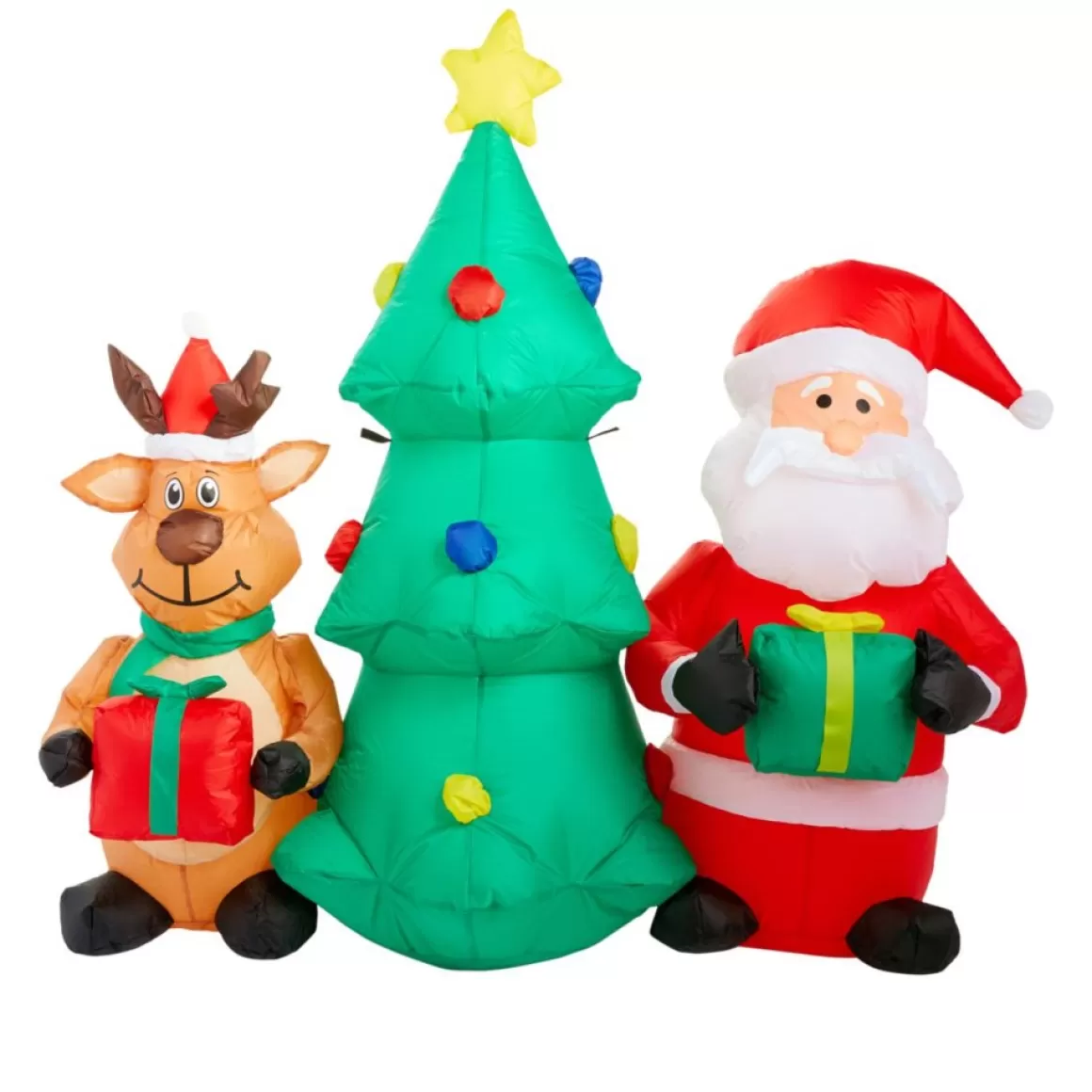 Winter Lane 4' Inflatable Santa, Reindeer & Tree With Leds