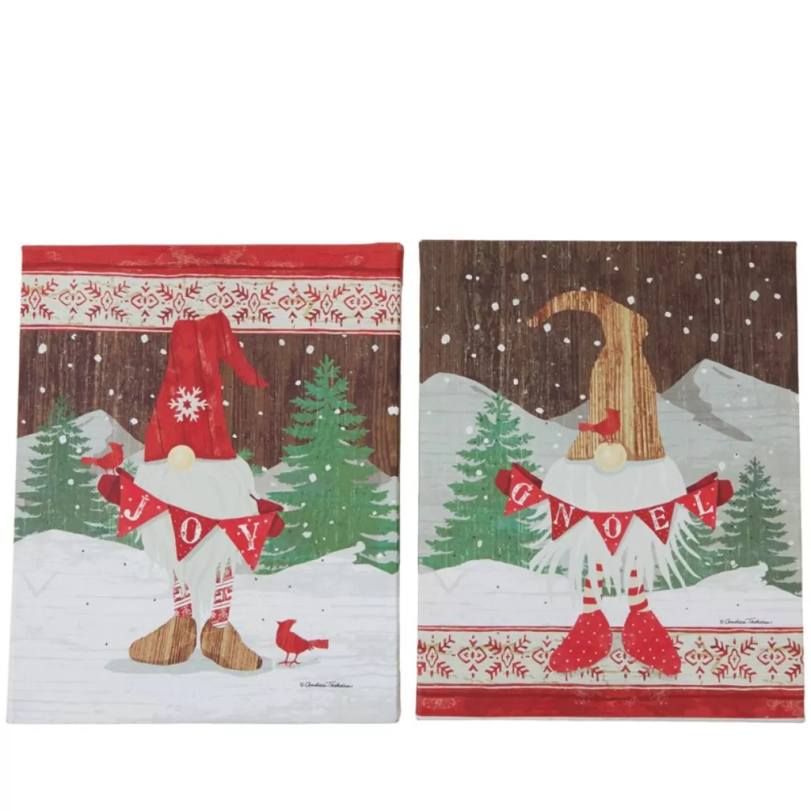 Winter Lane Illuminated Holiday Gnomes Canvas - 2-Pack