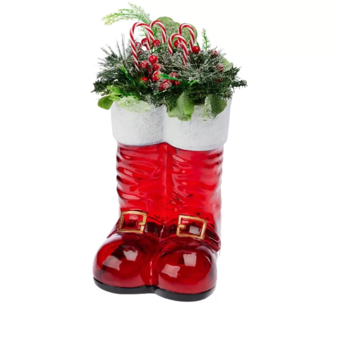 Winter Lane Illuminated Santa Boots With Greenery