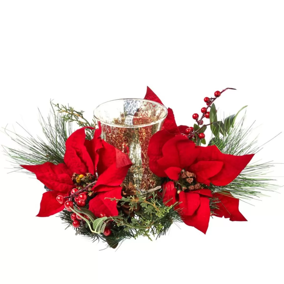 Winter Lane Led Poinsettia Candle Ring