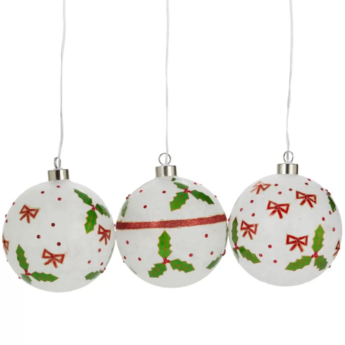 Winter Lane Oversized Led Ornaments With Timer - Set Of 3