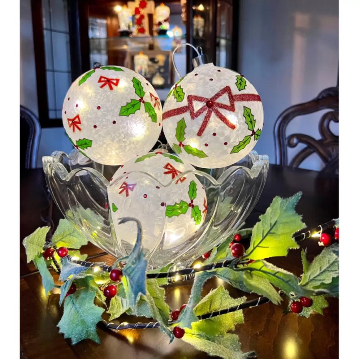 Winter Lane Oversized Led Ornaments With Timer - Set Of 3