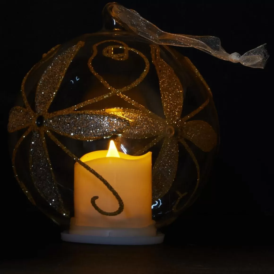 Winter Lane Set Of 3 Glass Ornaments With Flameless Votive