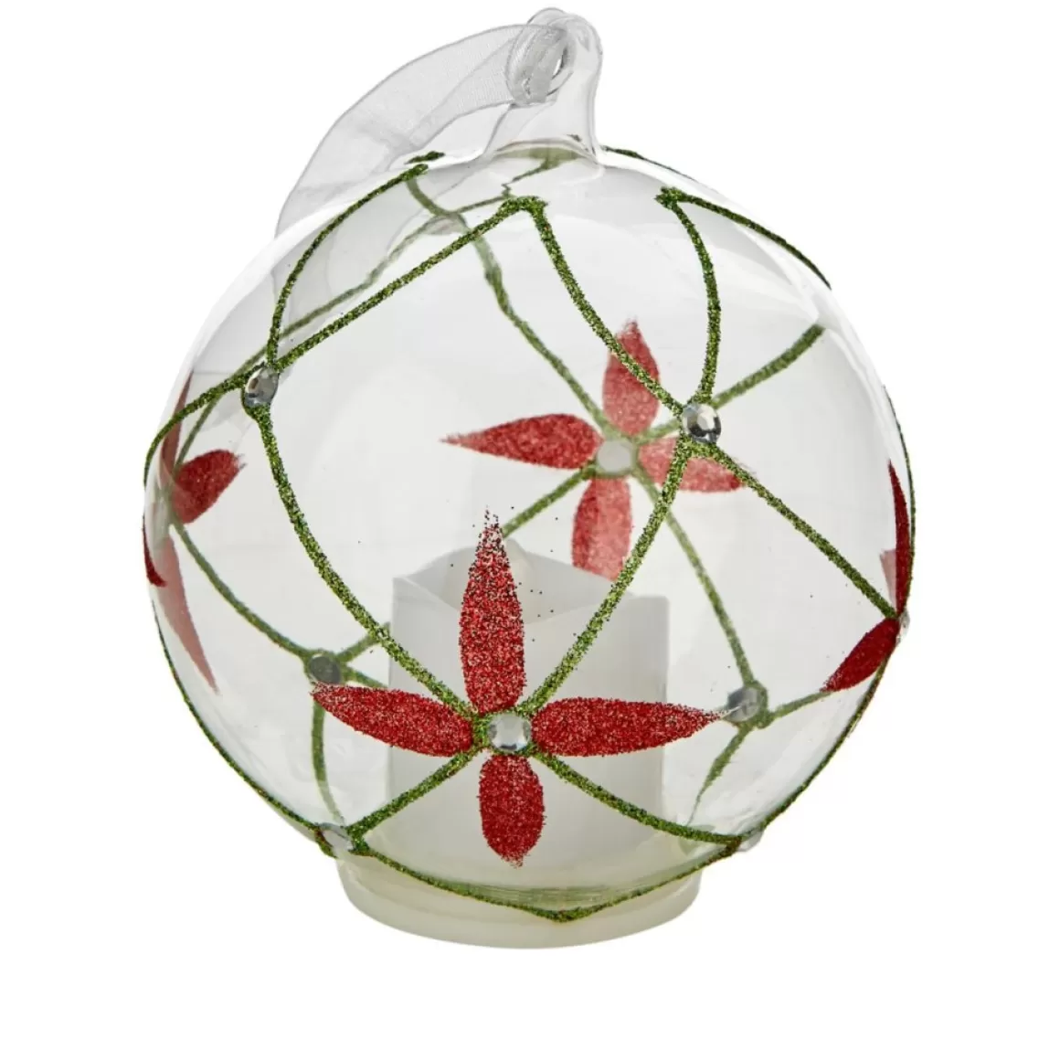 Winter Lane Set Of 3 Glass Ornaments With Flameless Votive