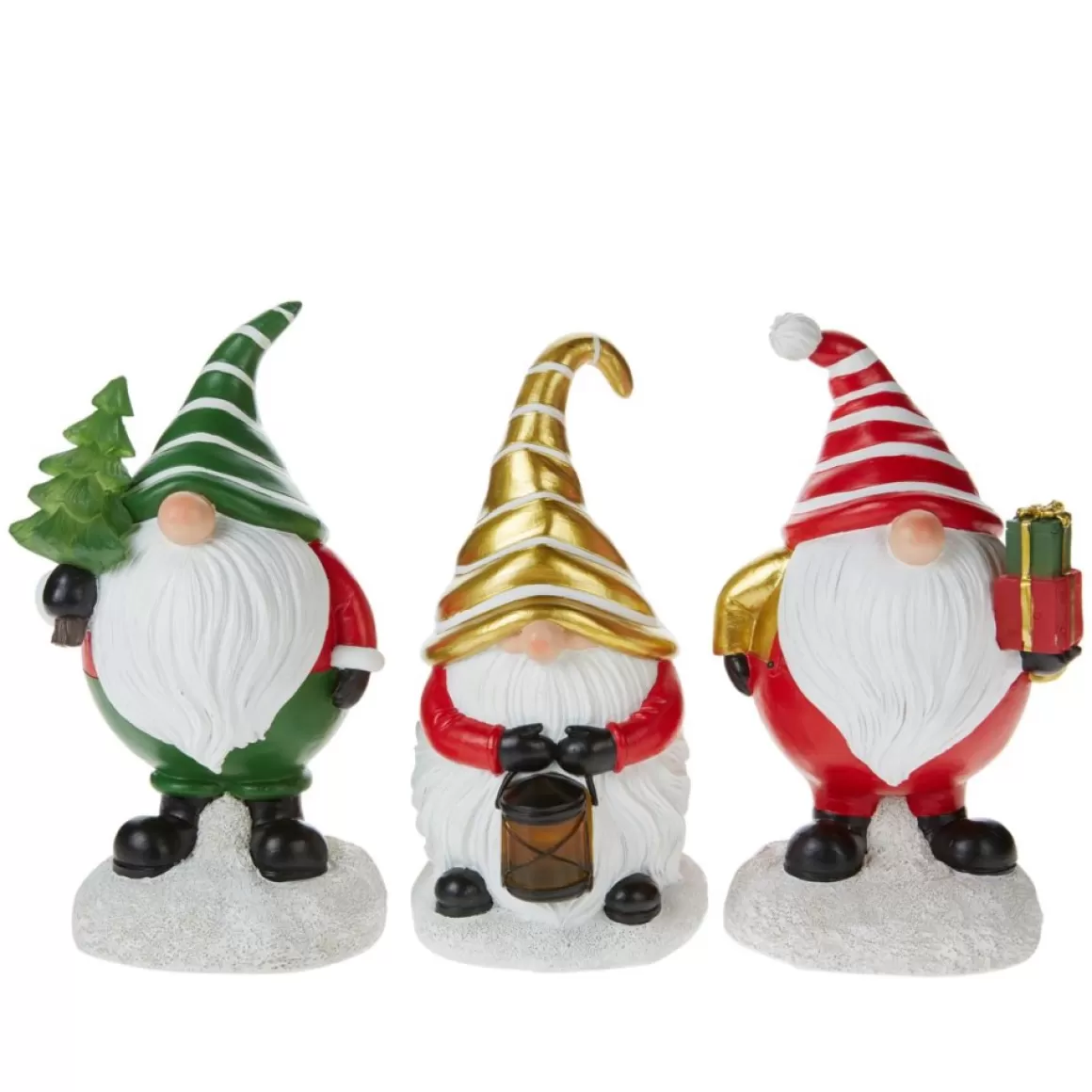 Winter Lane Set Of 3 Led Holiday Gnomes With 4-Hour Timers