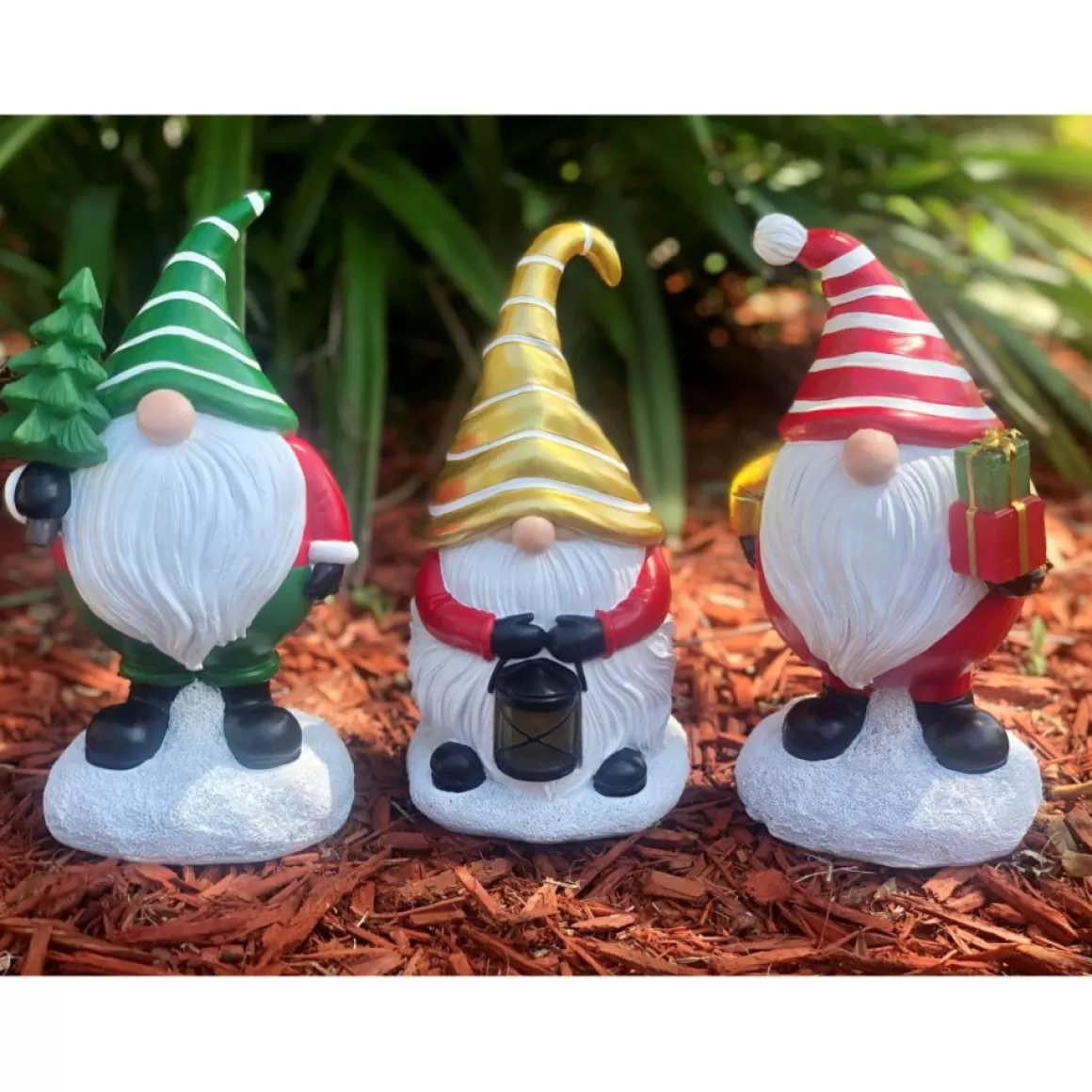 Winter Lane Set Of 3 Led Holiday Gnomes With 4-Hour Timers