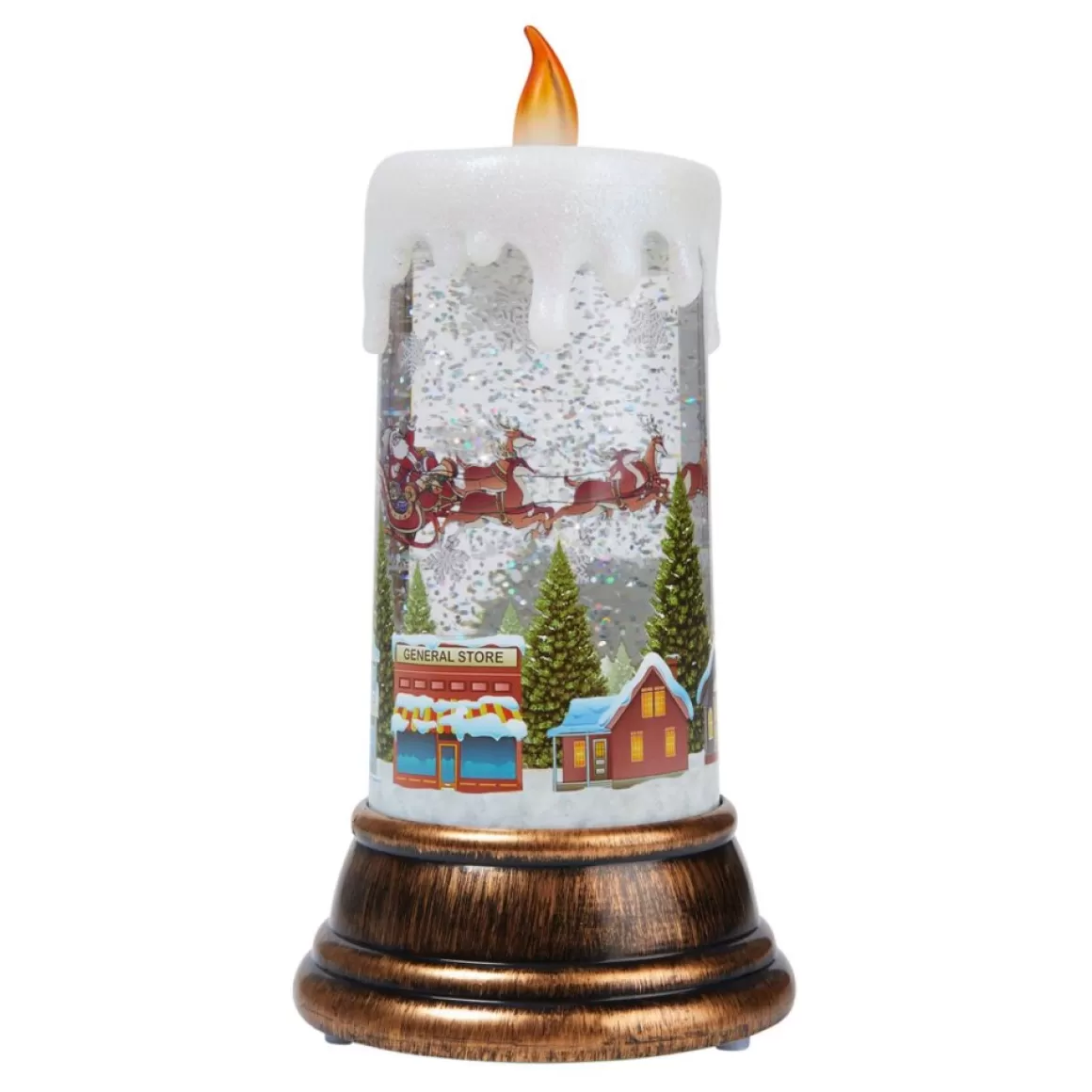 Winter Lane Spinning Led Glitter Candle