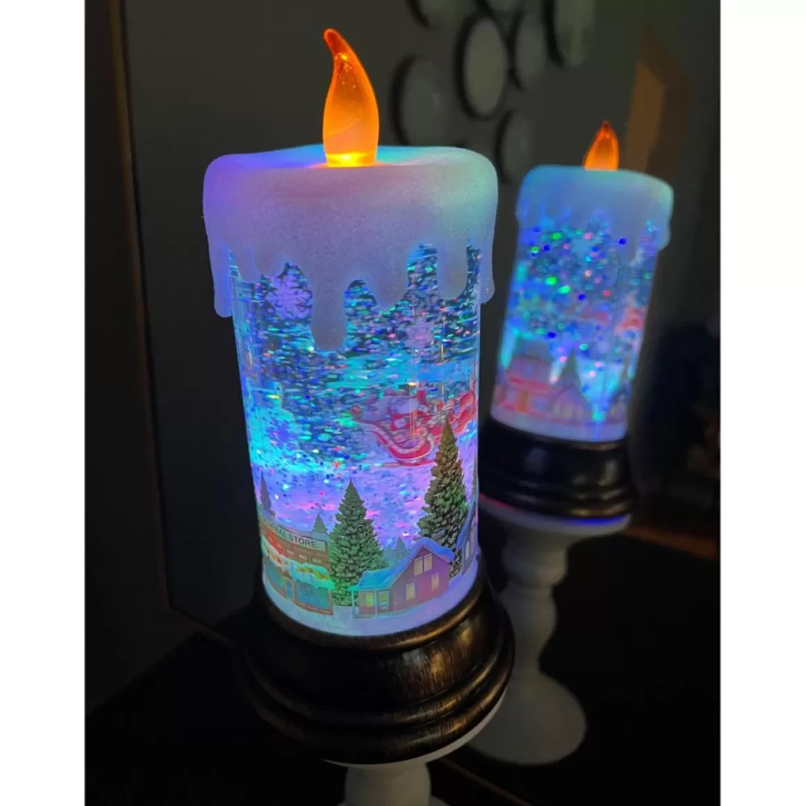 Winter Lane Spinning Led Glitter Candle